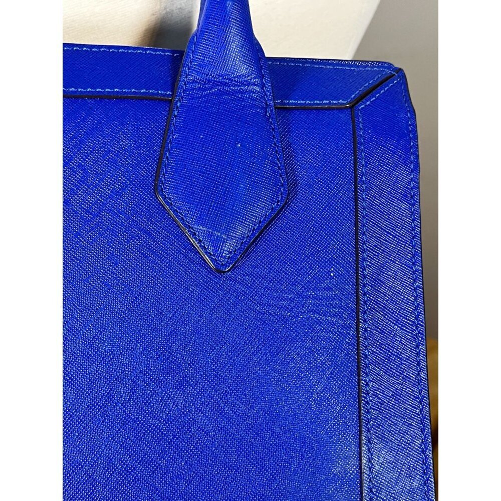 Henri Bendel Saffiano Leather Rivington Royal Blue Tote Pebbled Luxury Preppy - Picture 6 of 16